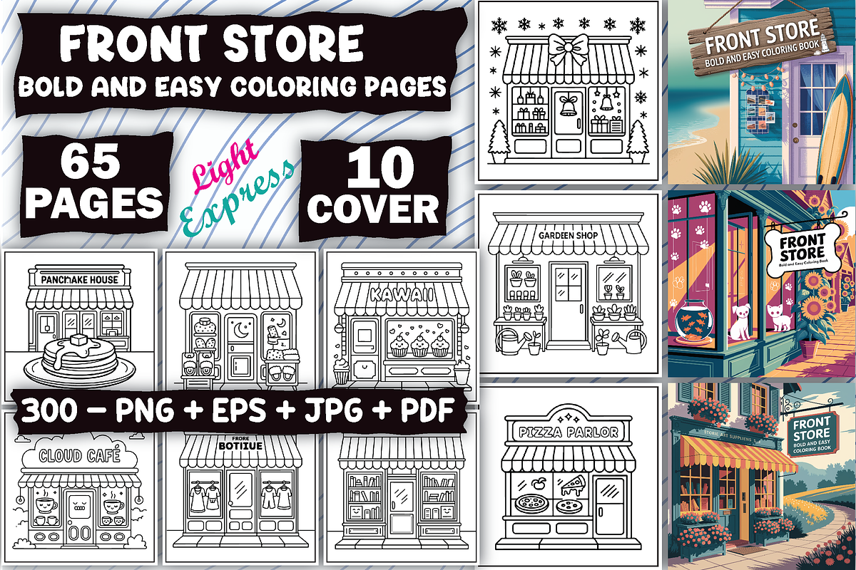 Front Store Coloring Pages, an Illustration by LightExpress (Photo 1 of 5)