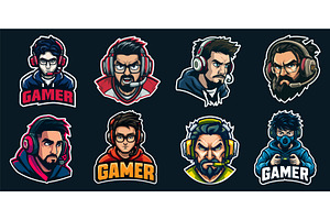 Gamers emblems set. Gamer logo, an Object Illustration by Stock-Smart-Start