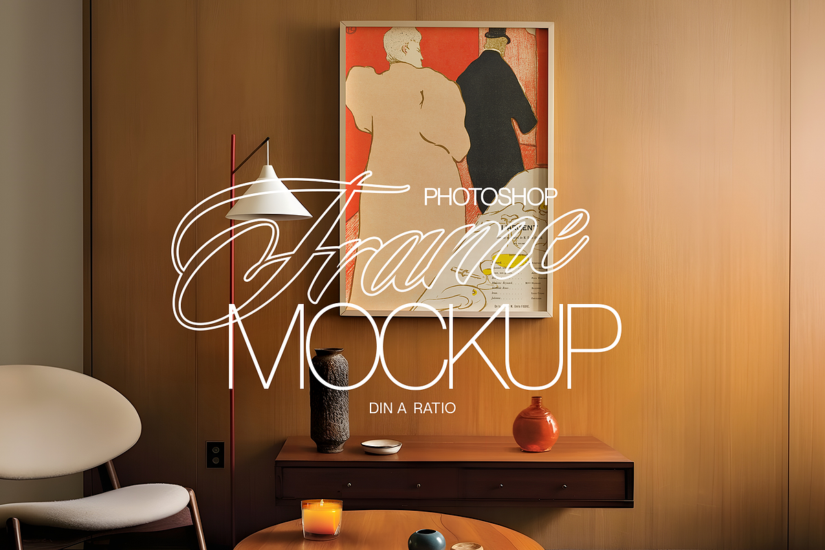 A1 Poster Mockup Warm Wood Interior, a Mockup by WasMockups (Photo 1 of 5)