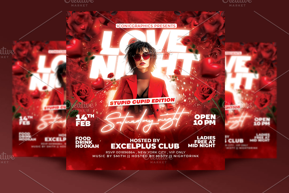 Valentines Day Love Night Flyer, a Flyer Template by RTXdesinger99 (Photo 1 of 3)