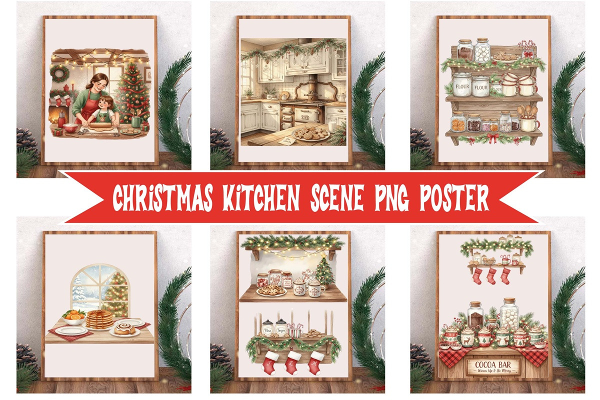 Christmas Kitchen Scenes PNG Bundle, an Object Graphic by Digi_Design_World (Photo 2 of 5)
