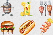 Watercolor BBQ Barbecue Clipart, an Illustration by Black Bird Studio (Thumbnail 4 of 6)