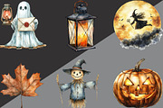 Vintage Autumn Halloween Clipart, an Illustration by Black Bird Studio (Thumbnail 3 of 6)