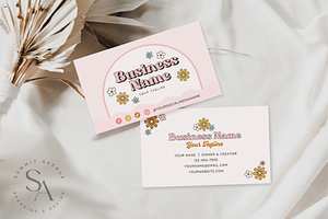 Retro Flower Business Card Canva, a Business Card Template by Summit Avenue
