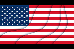 Paper cut flag USA Independence Day, a Decorative Illustration by Vector Tradition