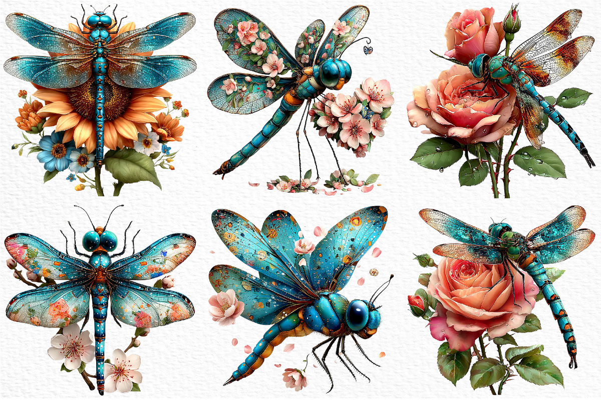 Whimsical Spring Dragonfly Clipart, an Illustration by Craft Nest (Photo 5 of 10)