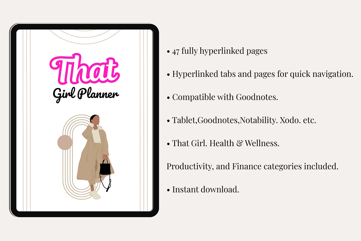 That Girl Digital Planner Canva, a Stationery Template by Designmela01 (Photo 3 of 11)