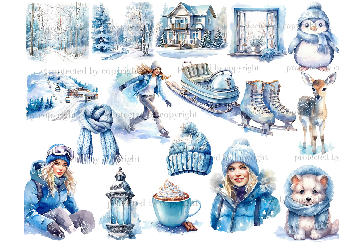 Cold Winter Clipart | Outside Winter, a Person Illustration by GlamArtZhanna (Photo 3 of 5)