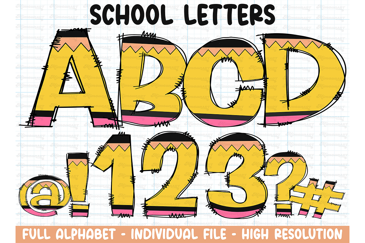 Teacher Doodle letters Bundle, an Object Graphic by RETROVIBZDESIGNS (Photo 4 of 5)