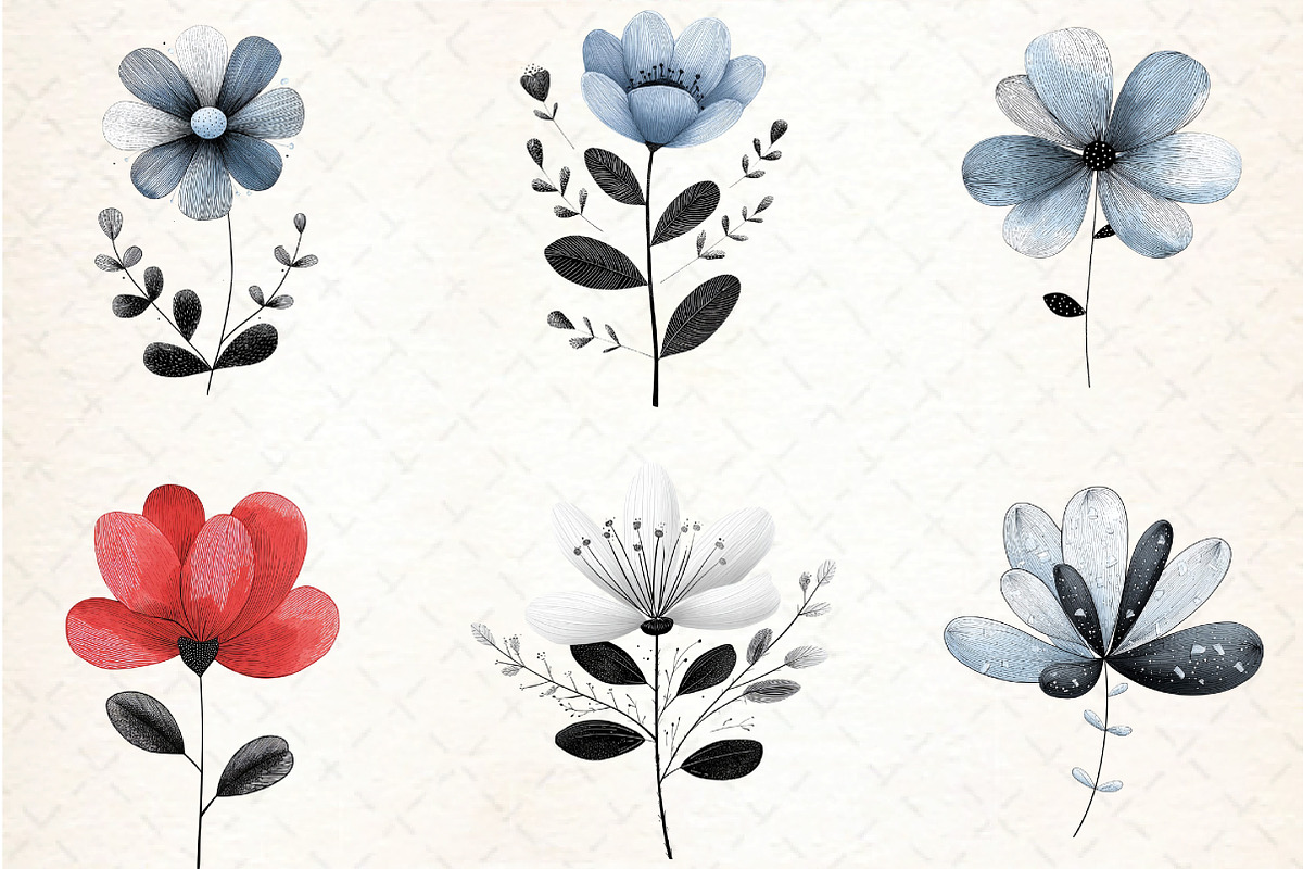 Abstract Flower Clipart Bundle, an Illustration by DreamCafeArt (Photo 2 of 8)