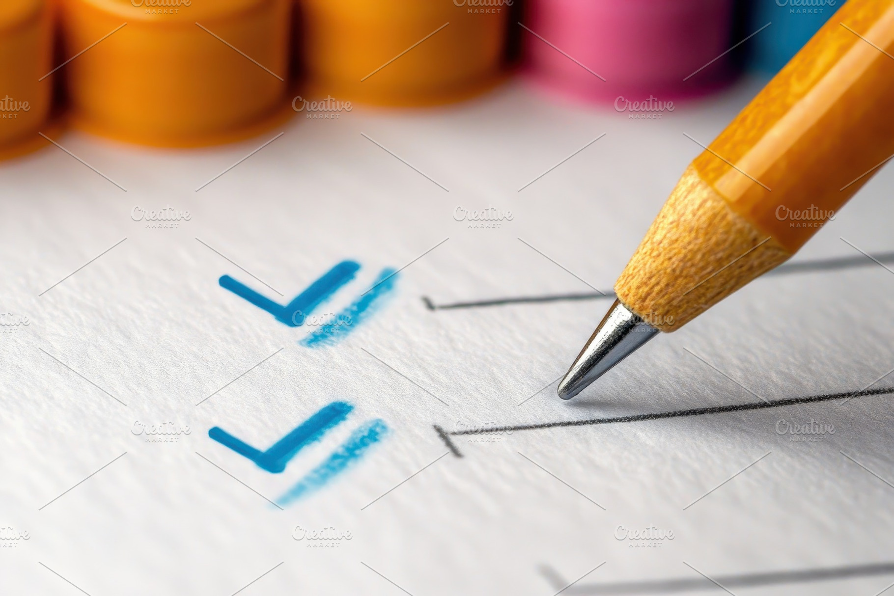 Checklist created with colored marke, a Photo by Pavel_design