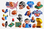 American Football 3D Icon Set, an Object 3D Model by Eklip Studio (Thumbnail 2 of 2)
