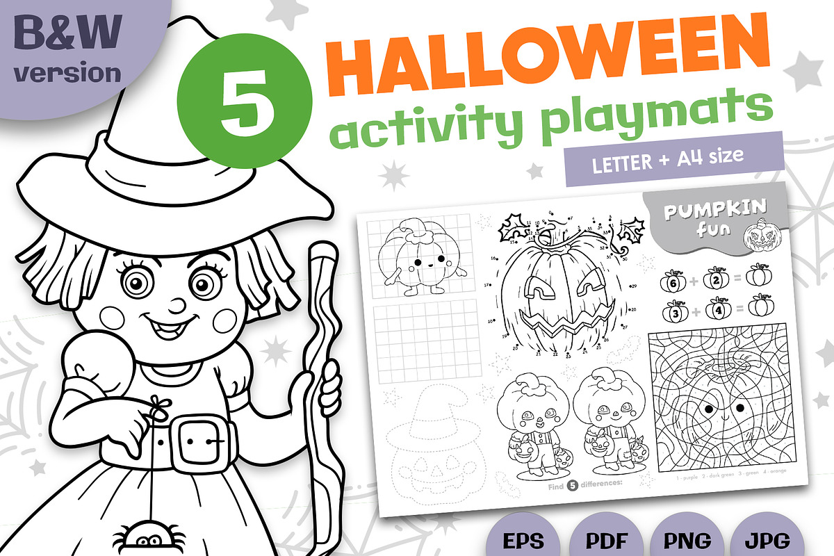 Black and white Halloween Playmats, an Education Illustration by Ksenya Savva (Photo 1 of 6)