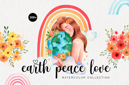 Earth Peace Love Watercolor Set