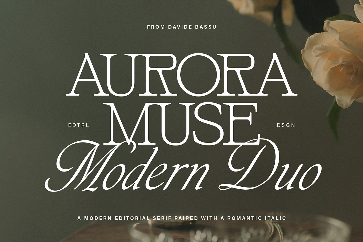 Aurora Muse - Modern Duo, a Script Font by Davide Bassu (Photo 1 of 22)