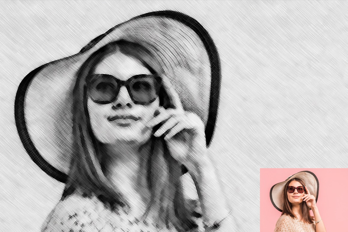 Pencil Sketch Portrait PS Action, an Action Add-On by MRI STUDIO (Photo 5 of 12)