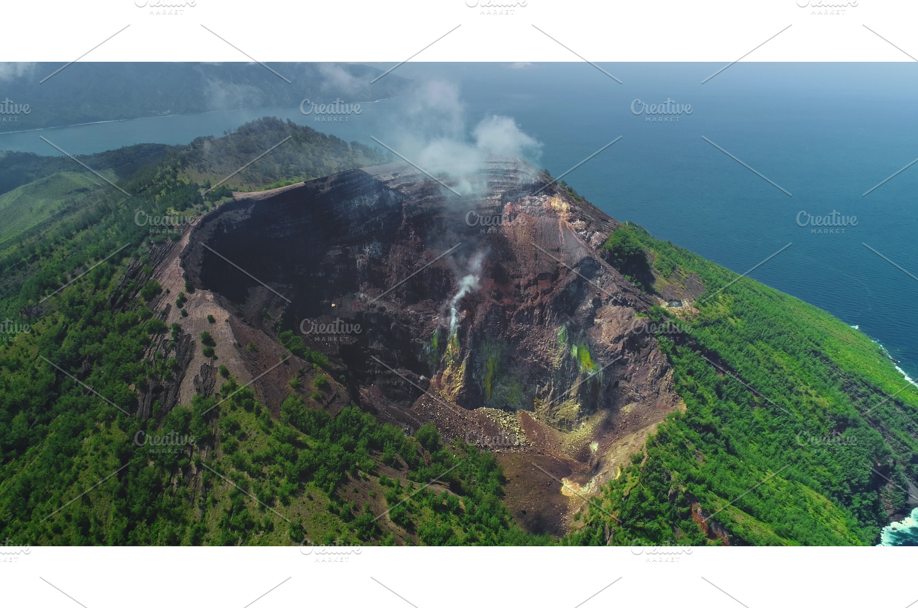Aerial view of smoking Mount, a Nature Photo by Goinyk