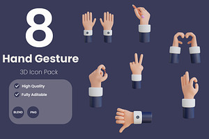 3D Hand Gesture Icon Pack