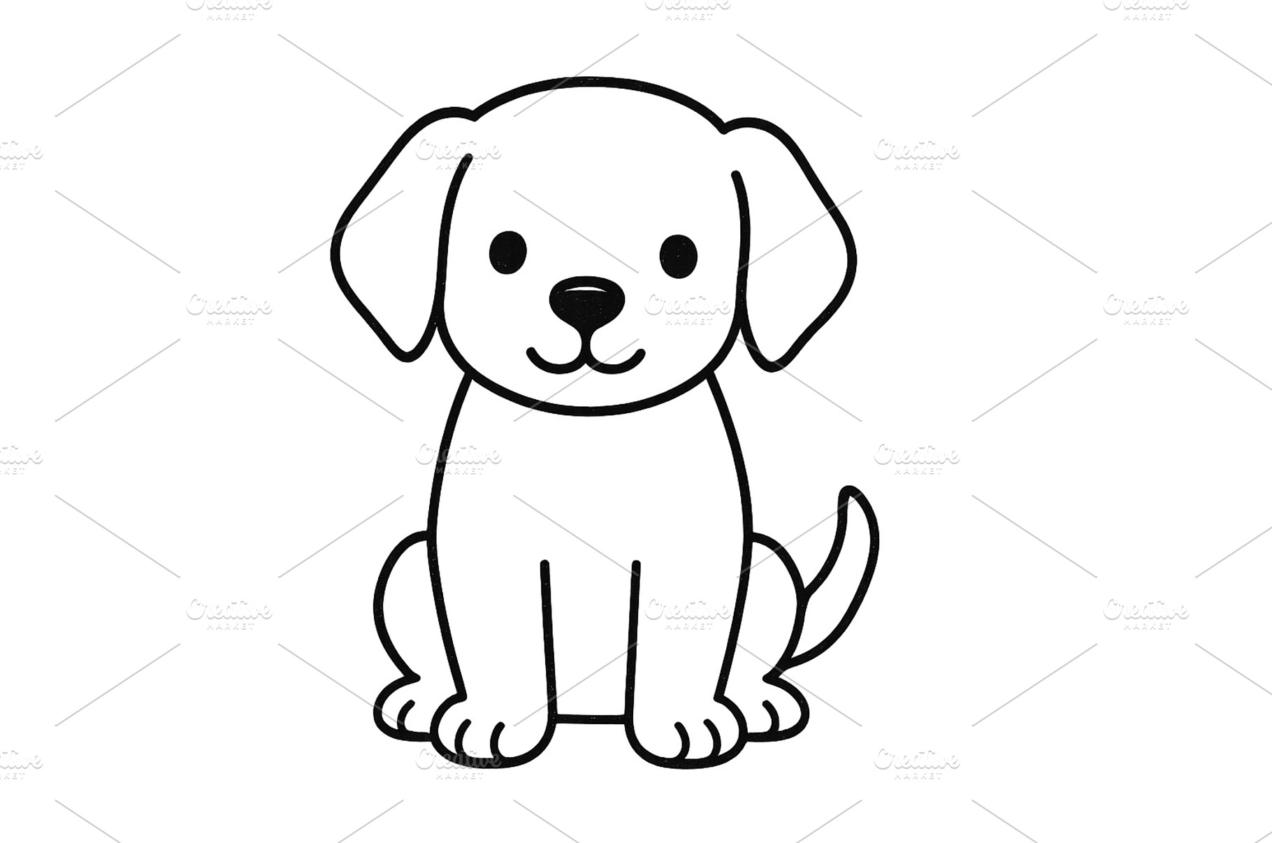 Cute cartoon puppy sitting happily, an Animal Photo by ZinetroN