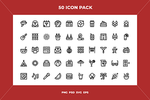 Summer party icons, an Outline Icon by Wencory