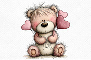 Quirky Valentine Teddy Bear Clipart, an Illustration by Craft Nest (Thumbnail 9 of 11)