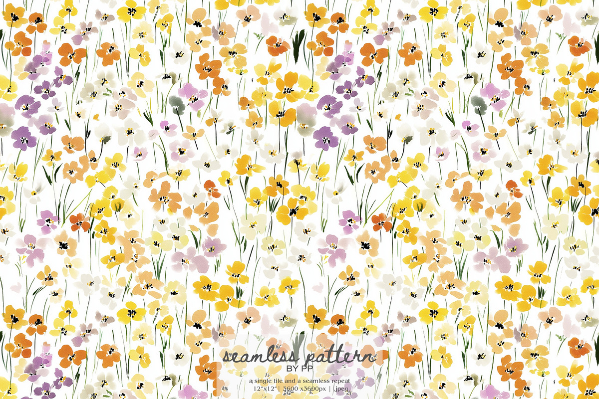 Yellow floral summer pattern