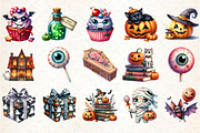 Watercolor Happy Halloween Clipart, an Illustration by Rose Art (Thumbnail 2 of 7)