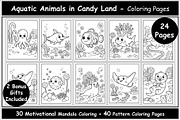 Sea Animals in Candy Land to Color, an Animal Illustration by Lamia Emad (Thumbnail 1 of 5)