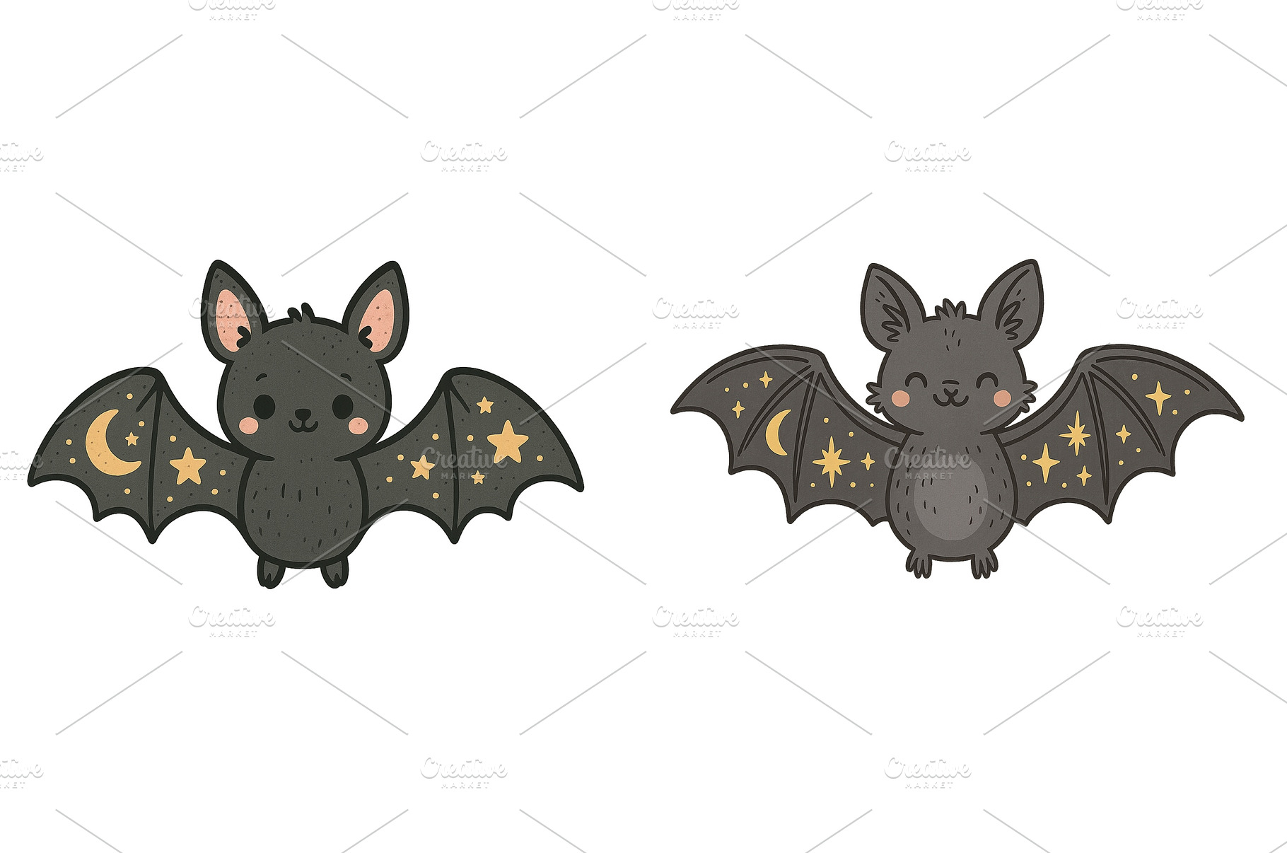 Cute cartoon bats with starry wings, an Animal Photo by ZinetroN