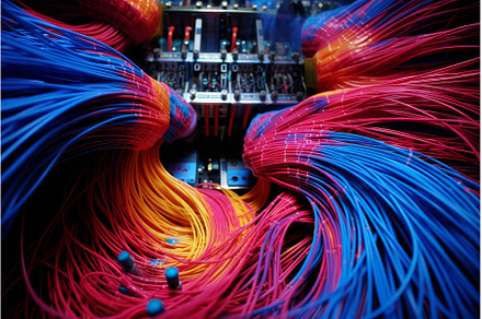 Colorful cable management connecting, a Technology Photo by Ylivdesign