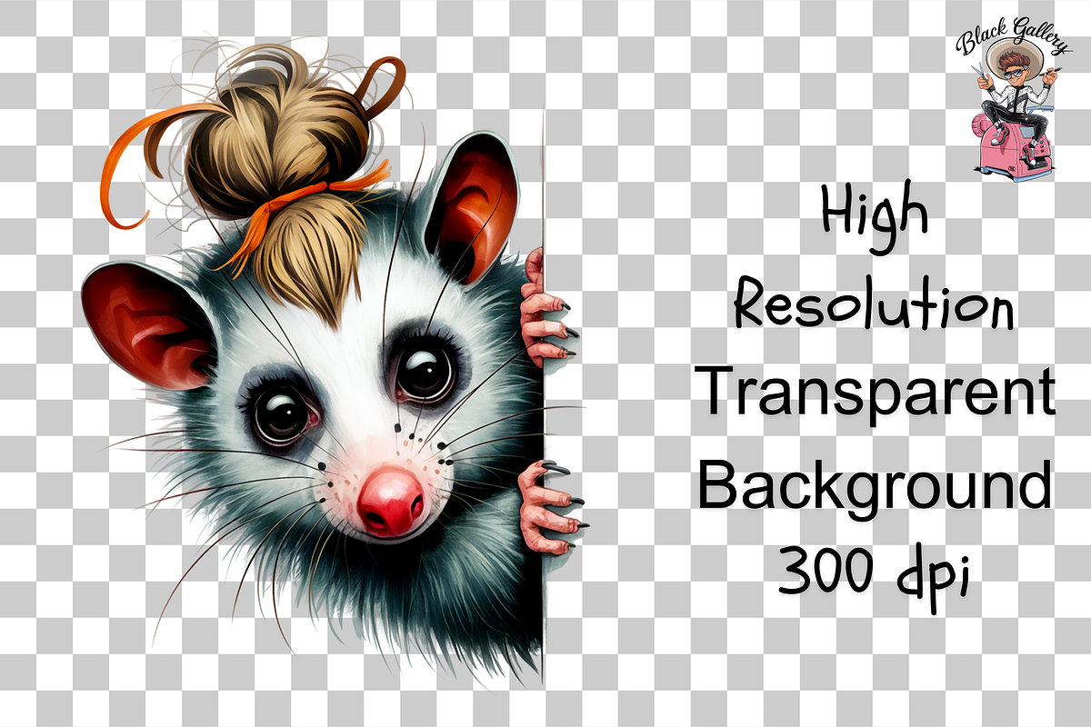 Cute Opossum PNG Clipart Bundle, a Graphic by Clipart Bloom (Photo 7 of 11)