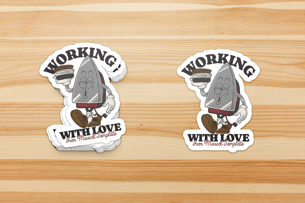 Retro walking iron mascot, a Branding & Logo Template by Judsart (Photo 3 of 3)