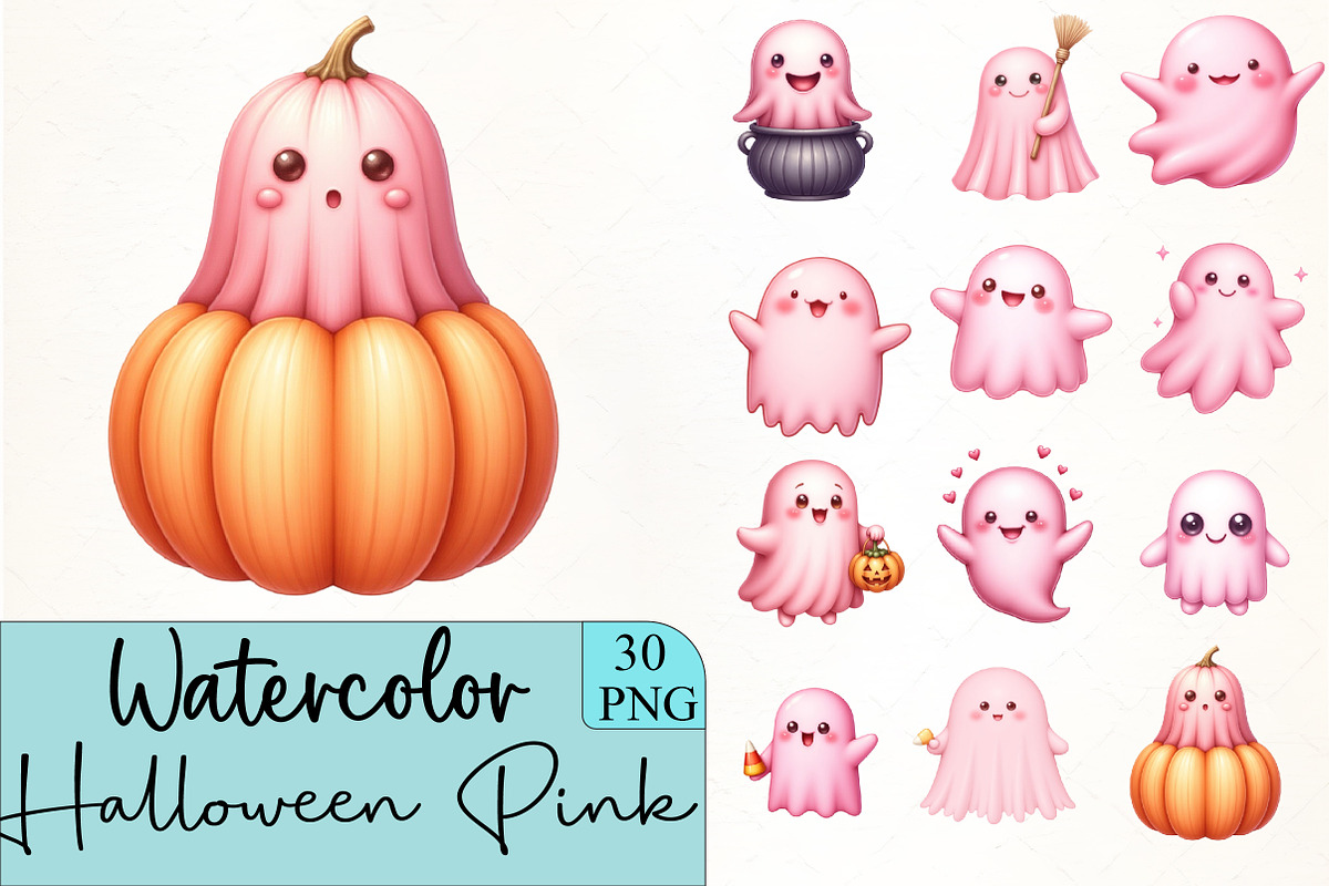 Halloween Pink Ghost, an Illustration by CrexoraLab (Photo 5 of 5)