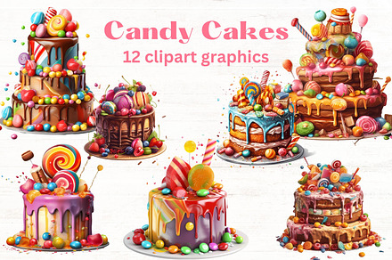 Candy Birthday Cake clipart x12