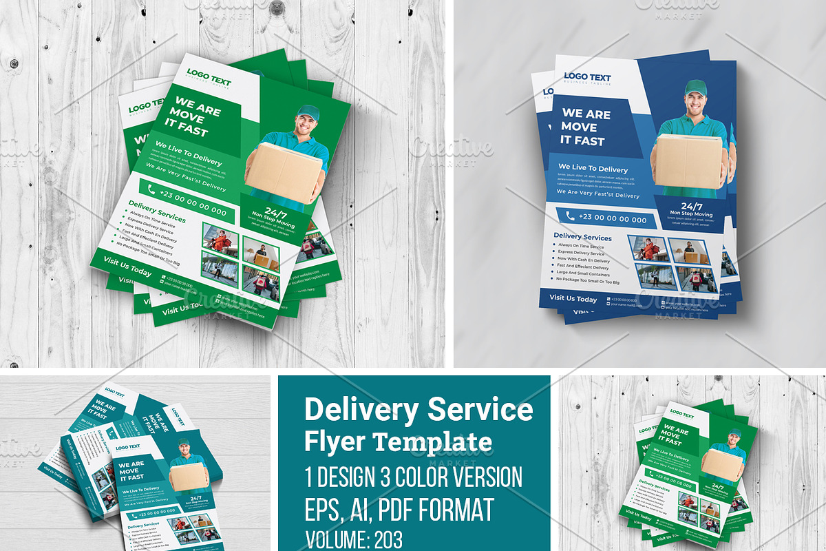 Delivery Service Flyer Design, a Flyer Template by MRI STUDIO