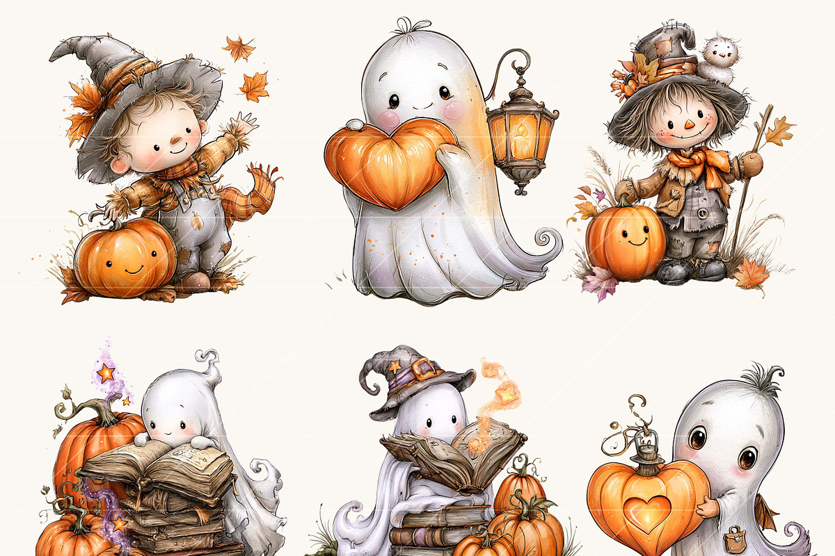 Halloween Cute Animals Clipart, a Seasonal Illustration by BusyDaydesign (Photo 6 of 9)