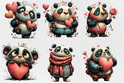 Quirky Valentine Day Panda Clipart, a Seasonal Illustration by Rose Art (Thumbnail 2 of 7)