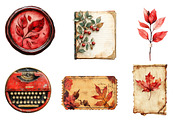 Red Vintage Fall Ephemera Clipart, an Illustration by CreationArt (Thumbnail 2 of 5)