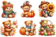 Watercolor Autumn Teddy Bear Clipart, an Illustration by Watercolor design (Thumbnail 2 of 4)