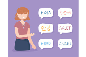 girl say hello, a Person Illustration by studiogstock
