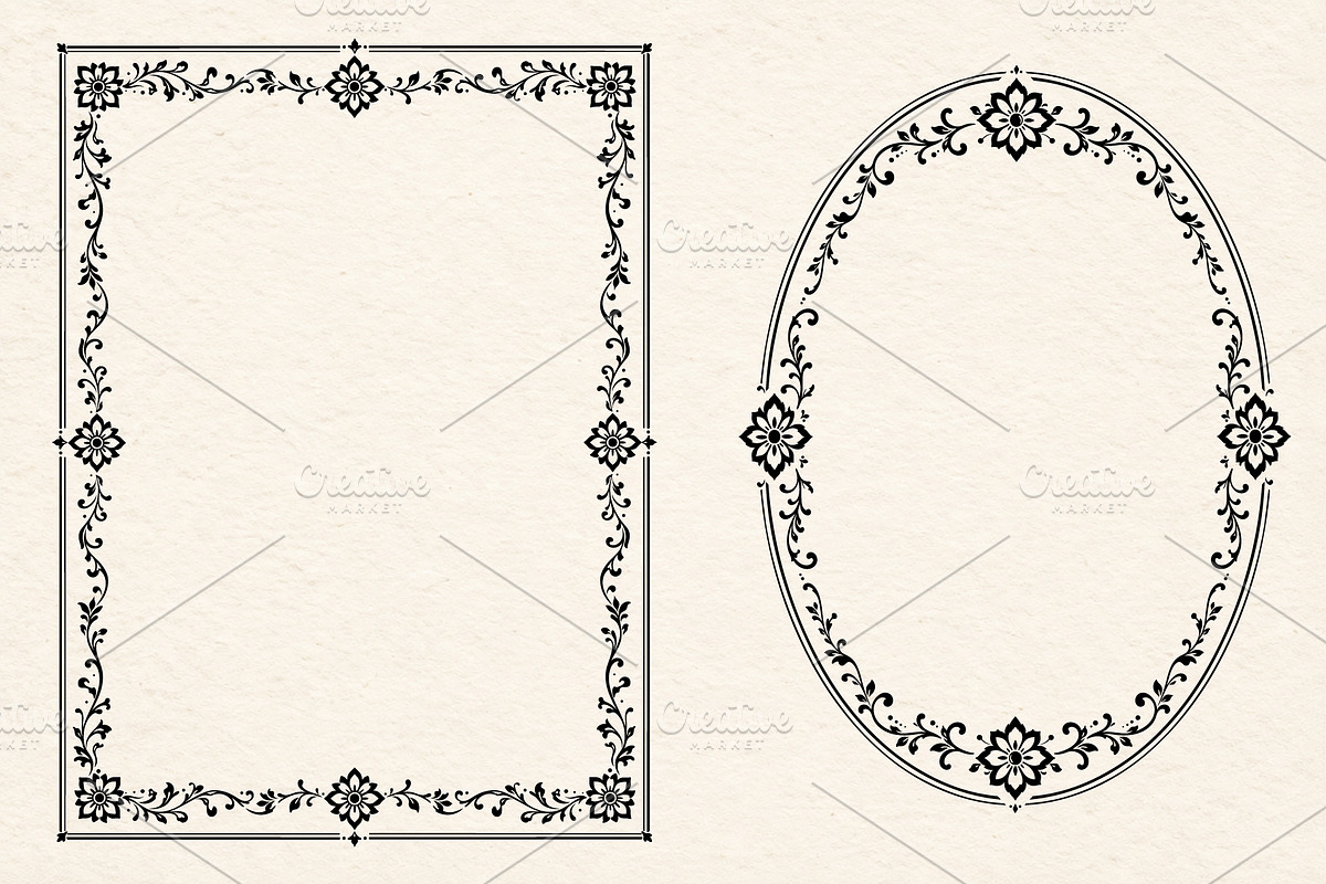Floral Lace Frames & Ornament Bundle, an Object Graphic by Christine Krahl (Photo 3 of 24)