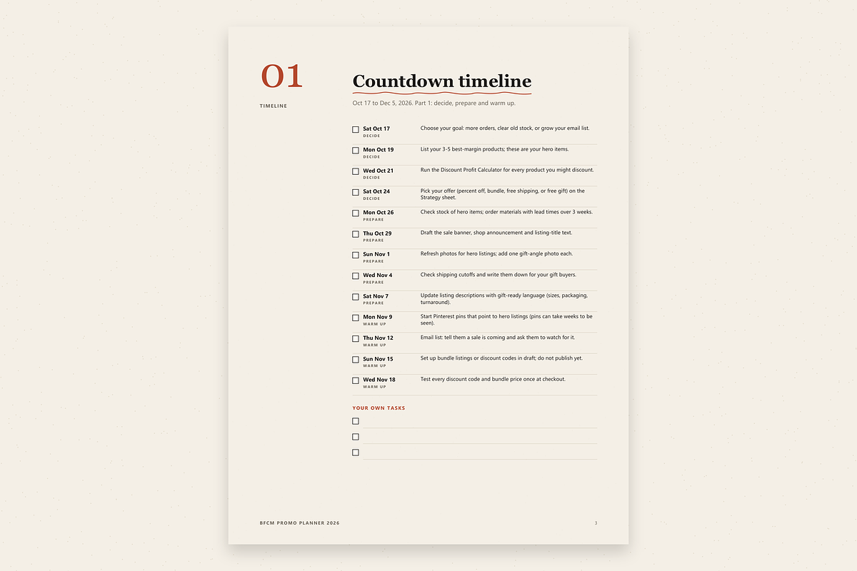 BFCM Planner for Etsy Sellers, a Stationery Template by KnightWipers (Photo 3 of 5)