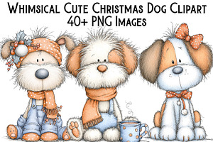 Whimsical Cute Christmas Dog Clipart, an Illustration by Pixels.Craft