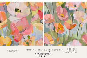 Abstract Poppy Seamless Pattern Set