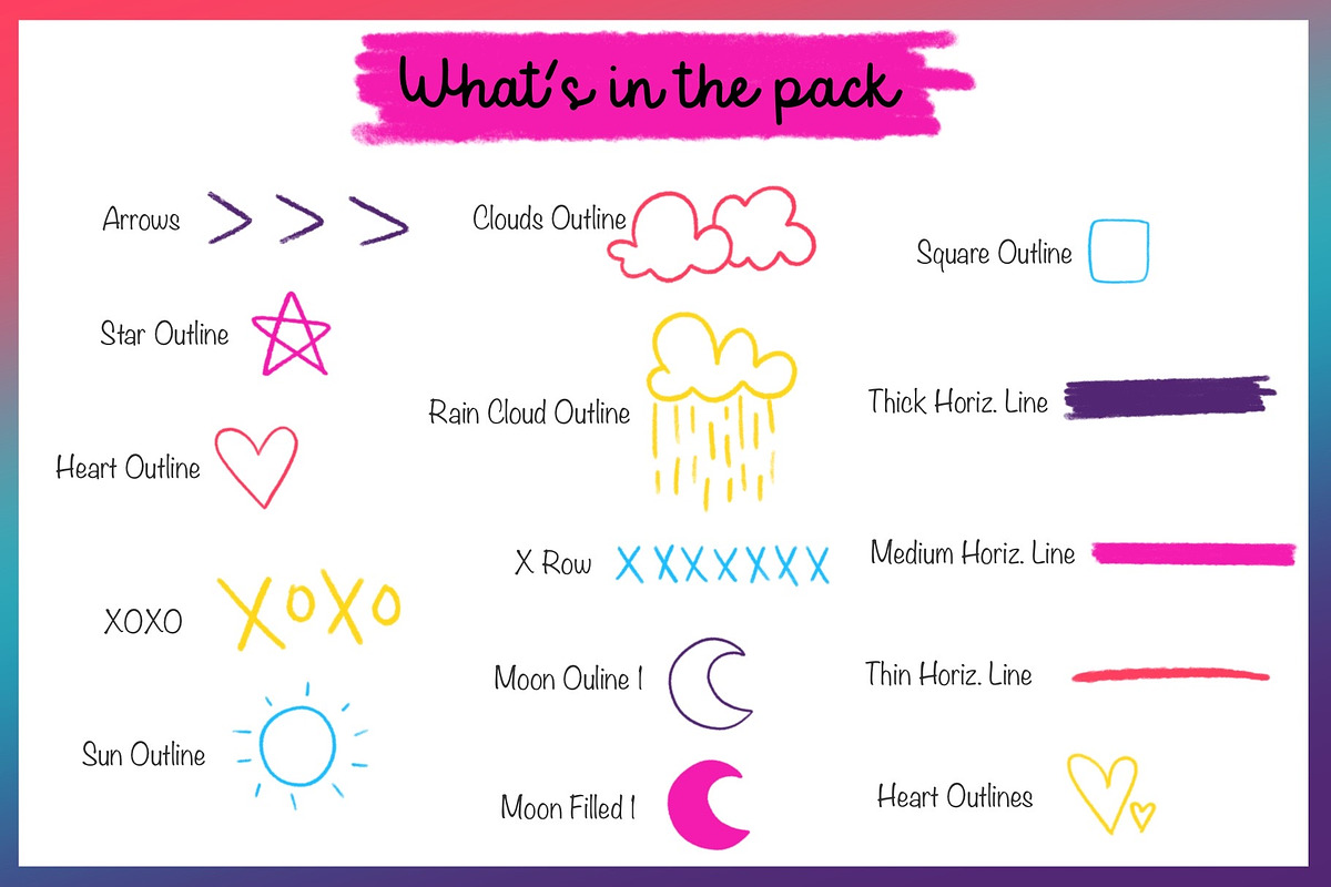 BuJo Brush Stamps for Procreate, a Brush Add-On by Nicole Dawn Design (Photo 2 of 5)