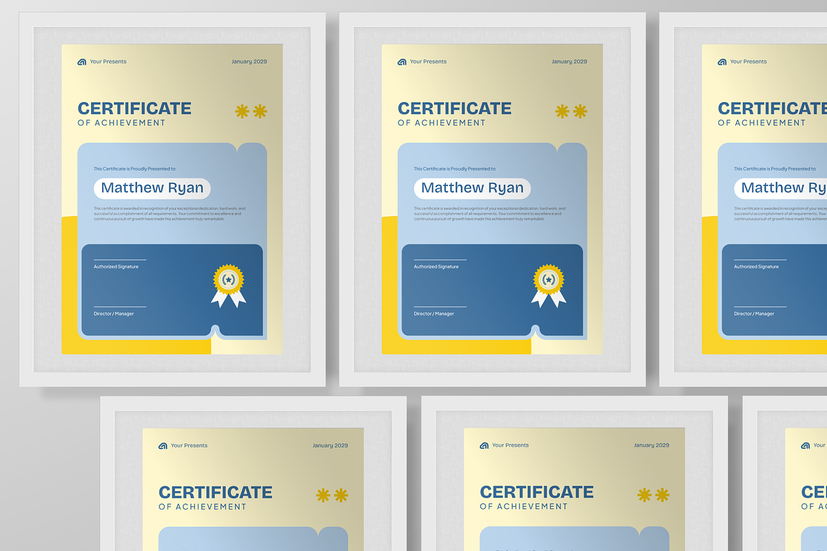 Modern Certificate Of Achievement, a Stationery Template by Annora Studio (Photo 6 of 6)