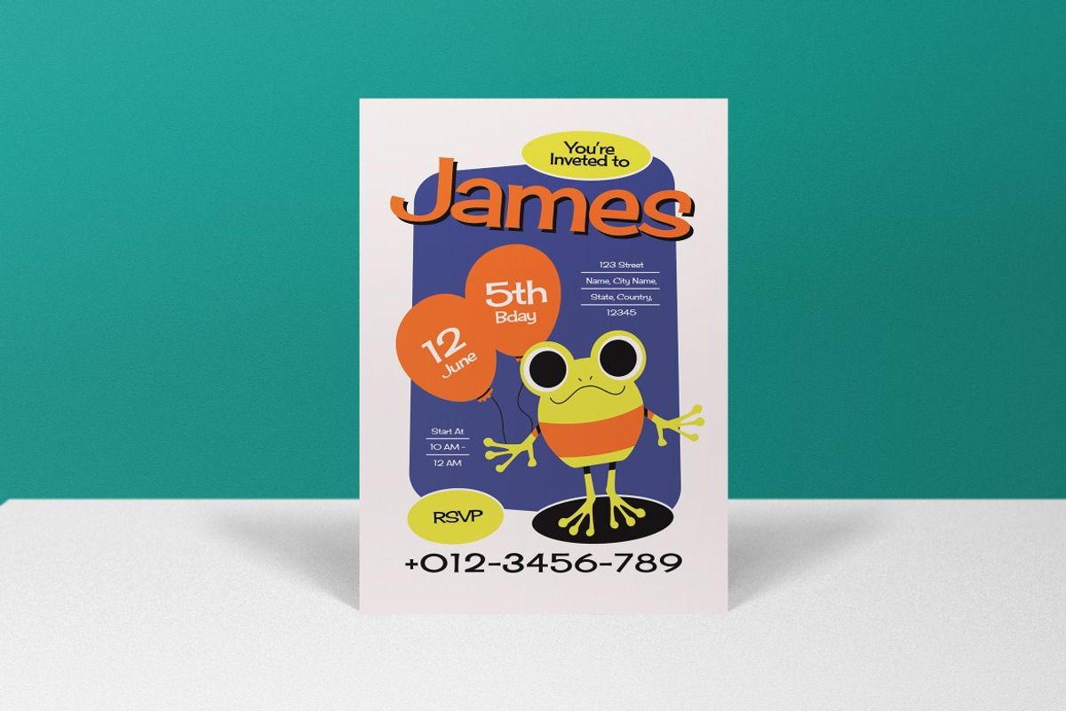 Green Kiddieland Birthday Invitation, a Card Template by graphicook (Photo 3 of 3)