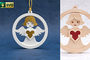 Angel Ornament 3D Layered SVG Cut, an Object Graphic by pixaroma (Thumbnail 2 of 10)