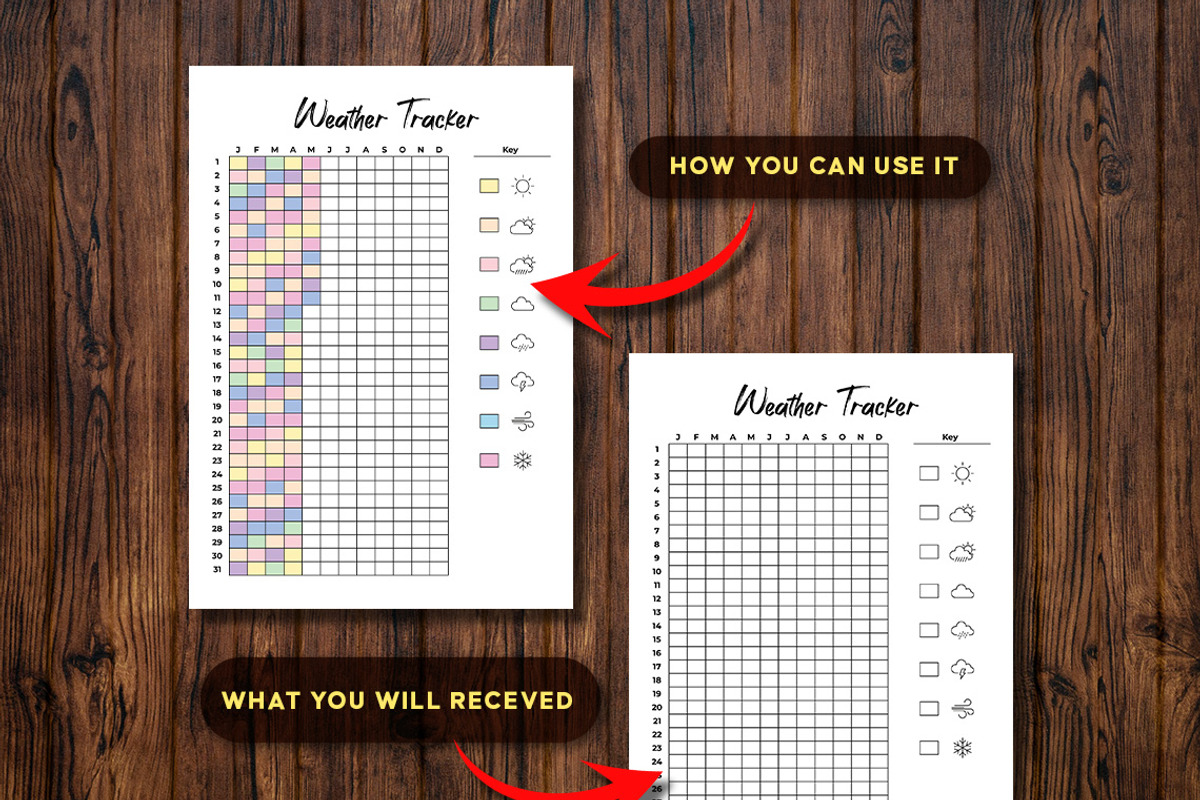 Weather Tracker | Daily Weather Log, a Print Template by Graphicsnext (Photo 3 of 4)