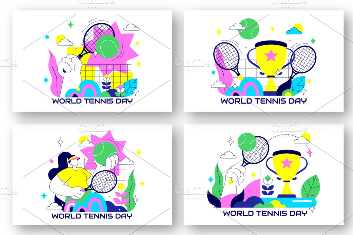 10 World Tennis Day Illustration, a Sport Illustration by denayunebgt (Photo 2 of 4)